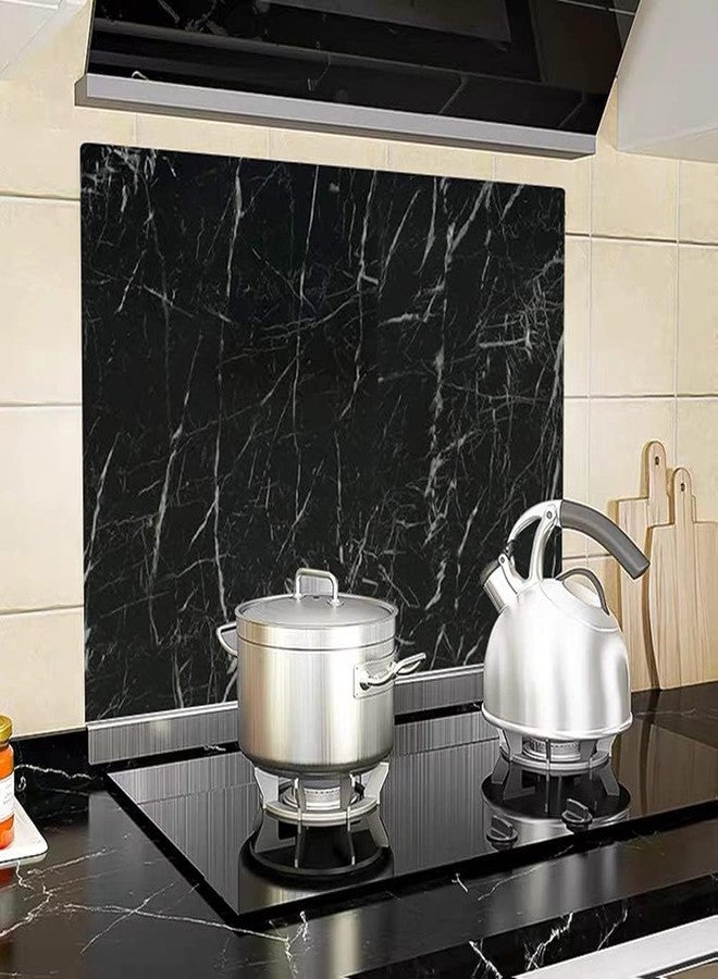 TEKCOOL ملصقات جدارية من TEKCOOL، ورق جدران فينيل رخامي، ورق جدران مقاوم للماء، سهل اللصق والإزالة، مناسب للمنزل والمطبخ وأسطح العمل والخزائن والأثاث، ملصقات مطبخ مقاومة للزيوت (أسود - قطعتان). - Image 2